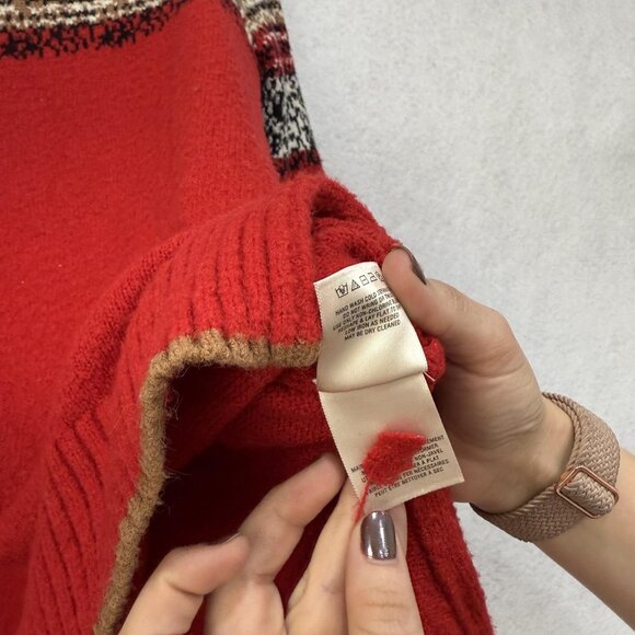 Moth by Anthropologie Sweater Womens XS Red Fair Isle Mock Neck Tunic Pullover - Picture 5 of 9